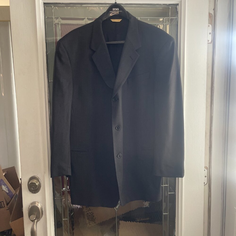 Donna Karan Signature Blazer Suit Jacket Dark Gray Wool Men's 46R Made in Italy